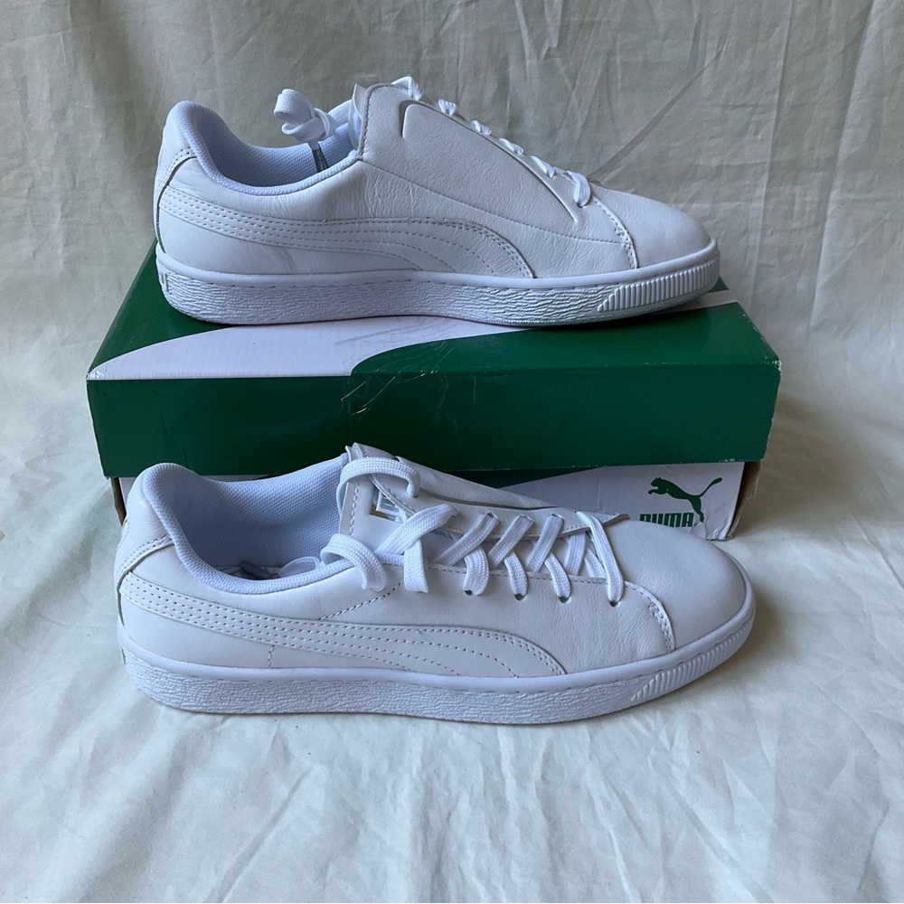 Puma White Basket Crush Emboss Heart Sneakers